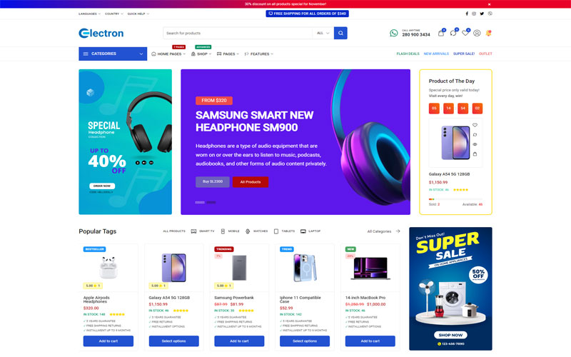 Mẫu thiết kế website b&aacute;n đồ điện tử Online 